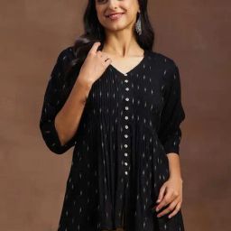 Libas Black Woven A Line Short Kurti-picture-48
