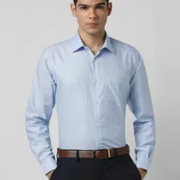 Van Heusen Blue Cotton Regular Fit Checks Shirt-picture-32