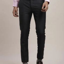 Turtle Black Rayon Slim Fit Self Design Trousers-image-76