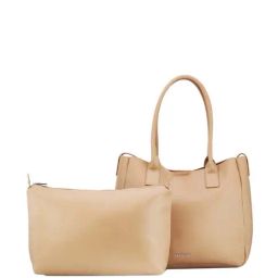 Fastrack Beige Solid Medium Tote Handbag with Pouch-image-68
