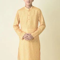 TABARD Kids Yellow Printed Full Sleeves Kurta-image-69