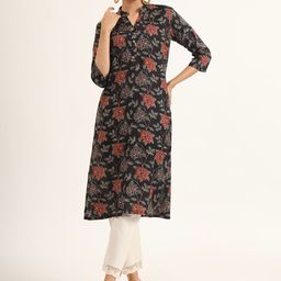 Divena Floral Printed Mandarin Collar Straight Kurta-picture-20