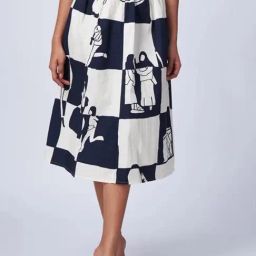 Radha Raman Blue & White October 24 Skirt-image-77