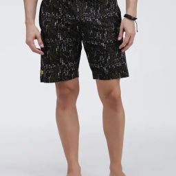Amul Comfy Black Cotton Blend Regular Fit Print Shorts-image-27