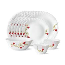 Borosil Fluted Series White Opalware Dinner Set - 19 Pieces-23