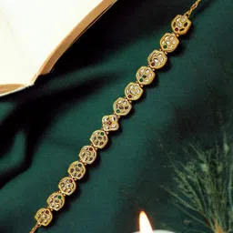 FEMMIBELLA Gold-Plated Kundan Studded Matha Patti-image-6