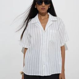 Wardrobe by Westside Ivory Stripe Printed Shirt-image-18