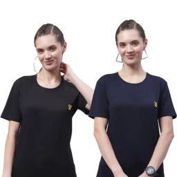 Vimal Jonney Black & Navy Cotton Logo T-Shirt - Pack Of 2-image-34
