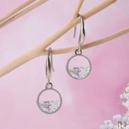 Aatmana Silver Statement Rhodium Plated Crystal Circular Drop Earring-picture-1