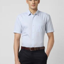 Peter England Blue Cotton Regular Fit Shirt-picture-42