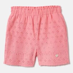 Blue Giraffe Girls Pink Pure Cotton Embroidery Shorts-picture-27