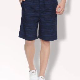 Van Heusen Navy Cotton Regular Fit Printed Shorts-picture-13