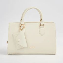 Ginger by Lifestyle Off White Textured Handbag with Pouch-picture-41