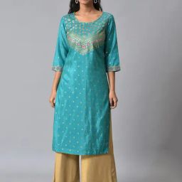 Aurelia Green Regular Fit Floral Kurta-42