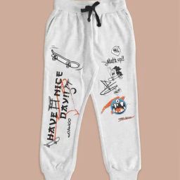 Pantaloons Junior Grey Cotton Printed Trackpants-33