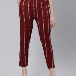 Kryptic Maroon Mid Rise Printed Pants-image-45