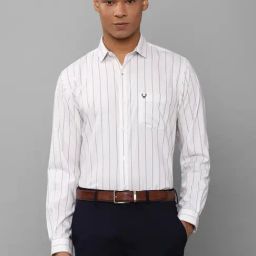 Allen Solly White Cotton Slim Fit Striped Shirt-image-91