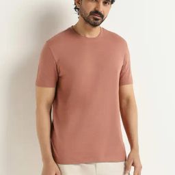 WES Casuals by Westside Light Pink Slim Fit T-Shirt-image-51