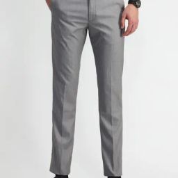 Arrow Grey Slim Fit Self Pattern Trousers-picture-7