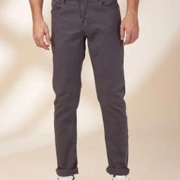Being Human Grey Cotton Slim Fit Solid Jeans-image-100