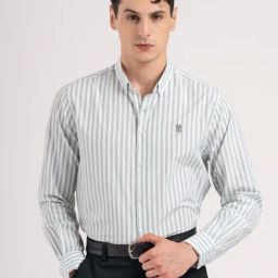 Red Tape White & Green Striped Loose Fit Shirt-picture-29