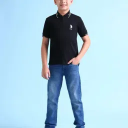 U.S. Polo Assn. Kids Black Cotton Logo Polo T-Shirt-picture-34