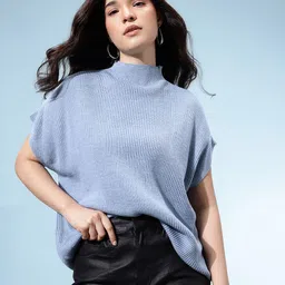 glitchez High Neck Extended Sleeves Oversized Ribbed Pullover-picture-12