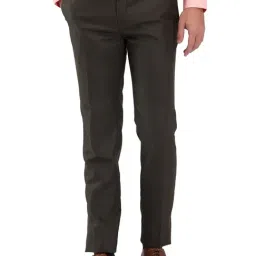 Raymond Brown Slim Fit Self Pattern Trousers-image-50