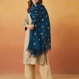 Fabindia Blue Printed Shawl-image-24