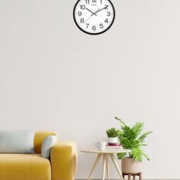 SEIKO elegant white & black plastic wall clock with sweep movement-image-71