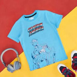 Pantaloons Junior Blue Cotton Printed Avengers T-Shirt-picture-19
