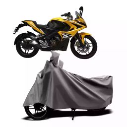 Auto Pearl Two Wheeler Cover with Bag for Bajaj Pulsar SS400 BS6, Silver-image-12