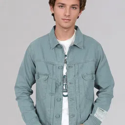Wrangler Men Washed Denim Jacket with Patchwork-image-7