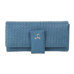Mochi Blue Textured Small Bi-Fold Wallet for Women-4