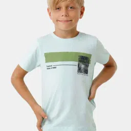 Kate & Oscar Kids Blue & Green Cotton Printed T-Shirt-image-34