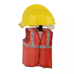 Rahul Professionals High Visibility Polyester and Plastic Yellow & Orange Safety Helmet & Reflective Jacket Combo Free Size (Pack of 8)-picture-18