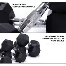 HackerX 2-Pcs Fixed Weight Hexagonal Rubber Dumbbell 5 kg image 4
