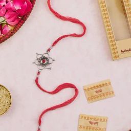 Fabindia Silver-Plated Flower Rakhi with Roli Chawal-image-55