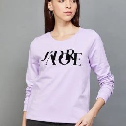 Fame Forever by Lifestyle Lavender Cotton Printed Sweatshirt-image-53