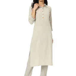 Laad Women Striped Regular Pure Cotton Kurta with Trousers-picture-13