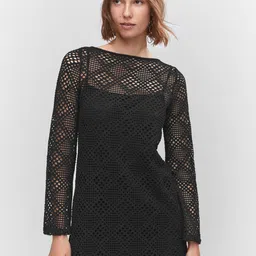 MANGO Open Knit Sheath Mini Dress-image-51