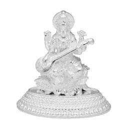 Sri Jagdamba Pearls Saraswati Devi Silver Idol-image-6