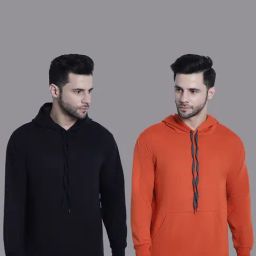 Vimal Jonney Black & Orange Regular Fit Hooded Sweatshirt - Pack of 2-image-77