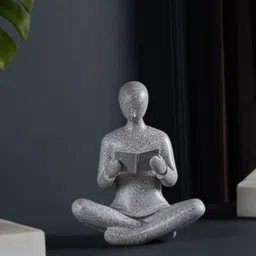 THE ARTMENT Grey Reading Book Human Sculpture Polyresin Showpiece Figurine-image-60