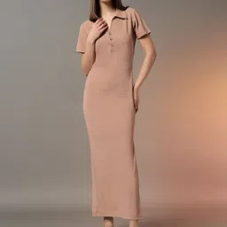 Trend Arrest Women Shirt Collar Maxi Dress-image-81