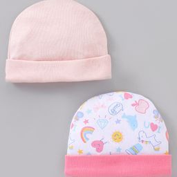 Ben Benny Solid & Printed Baby Cap Pack Of 2 Pink - Diameter 8.5 cm-image-77