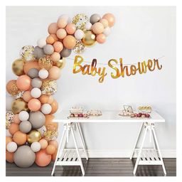 Bubble Trouble DIY Baby Shower Decoration Combo with Confetti Balloons Pink Grey White Golden Pack of 65-50