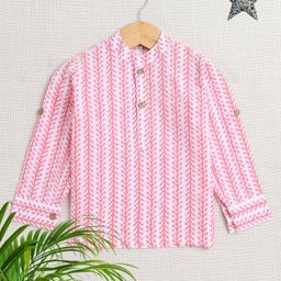 The Magic Wand Full Sleeves Flower Printed Kurta-Pink-image-66