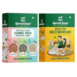 Sprout Feast Combo Flours Pack 750 g & Sprouted Multigrain Add on Mix Flour 500 g|Naturally Dried Sprouted Millets & Pulses|Gluten Free-11