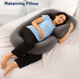 ZOE C Shape Pregnancy Pillow for Comfort & Support During Pregnancy | Maternity Pillow| Removable and Washable Cover| Side Sleeping Support| Full Body Support| Soft Breathable Material - Grey-image-84